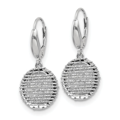 Sterling Silver Ss Rh Plated Polished D/C Open Center Leverback Earrings