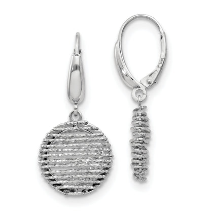Sterling Silver Ss Rh Plated Polished D/C Open Center Leverback Earrings