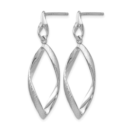 Sterling Silver Ss Rh Plated Radiant Essence Textured Post Dangle Earrings