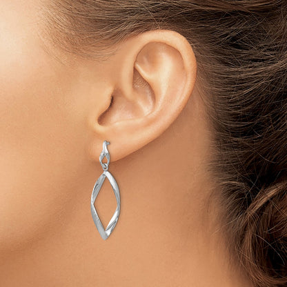 Sterling Silver Ss Rh Plated Radiant Essence Textured Post Dangle Earrings