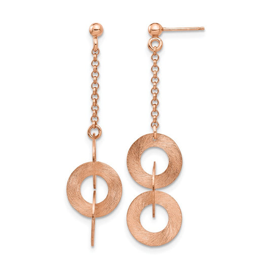 Sterling Silver Rose-Tone Post Dangle Earrings