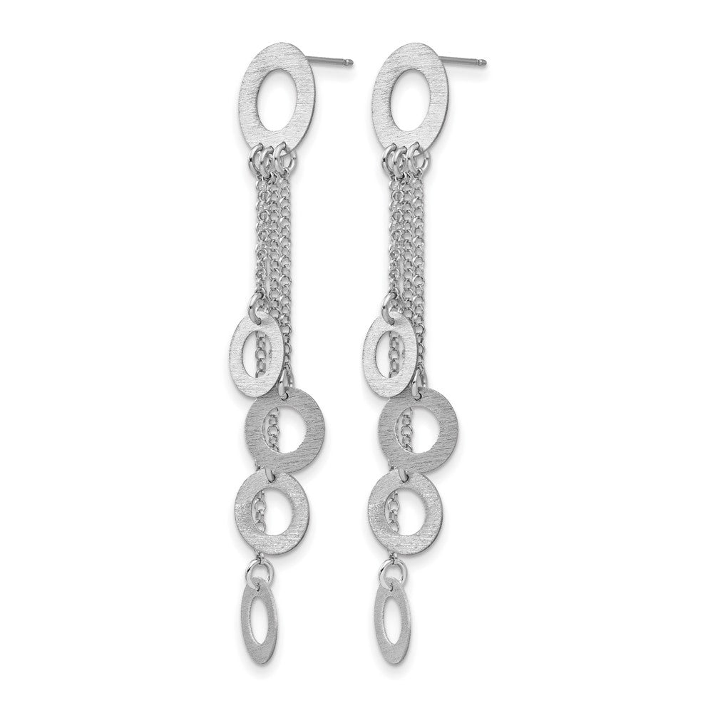 Sterling Silver Rhodium Brushed & Polished Post Dangle Earrings