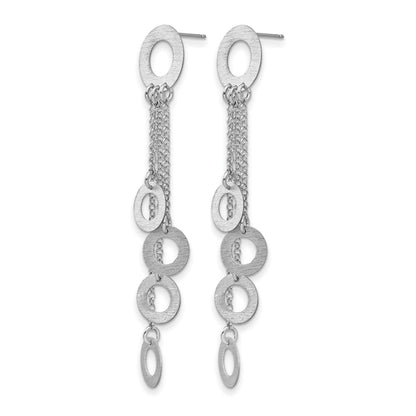 Sterling Silver Rhodium Brushed & Polished Post Dangle Earrings