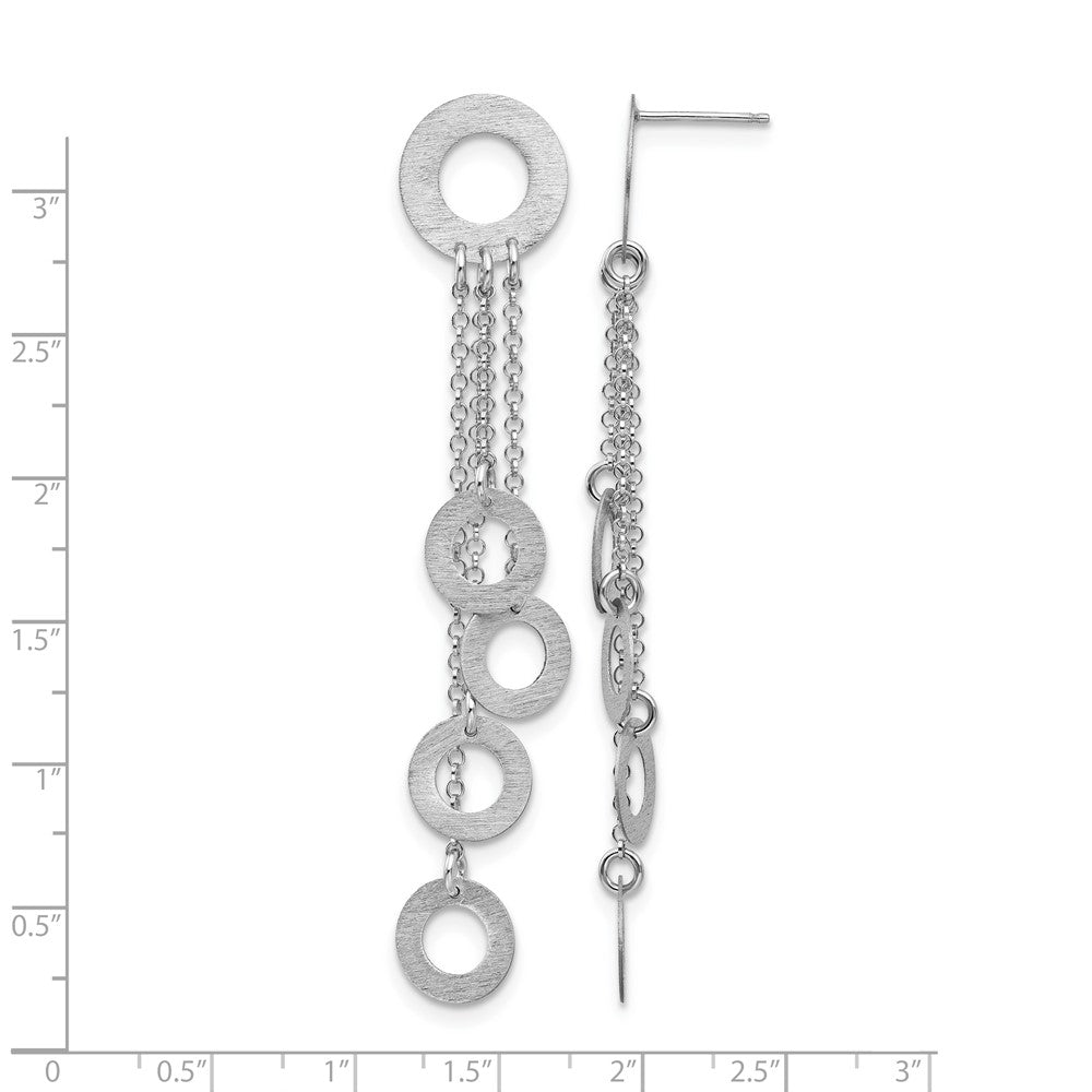 Sterling Silver Rhodium Brushed & Polished Post Dangle Earrings