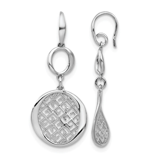 Sterling Silver Rhodium-Plated Filigree Dangle Earrings