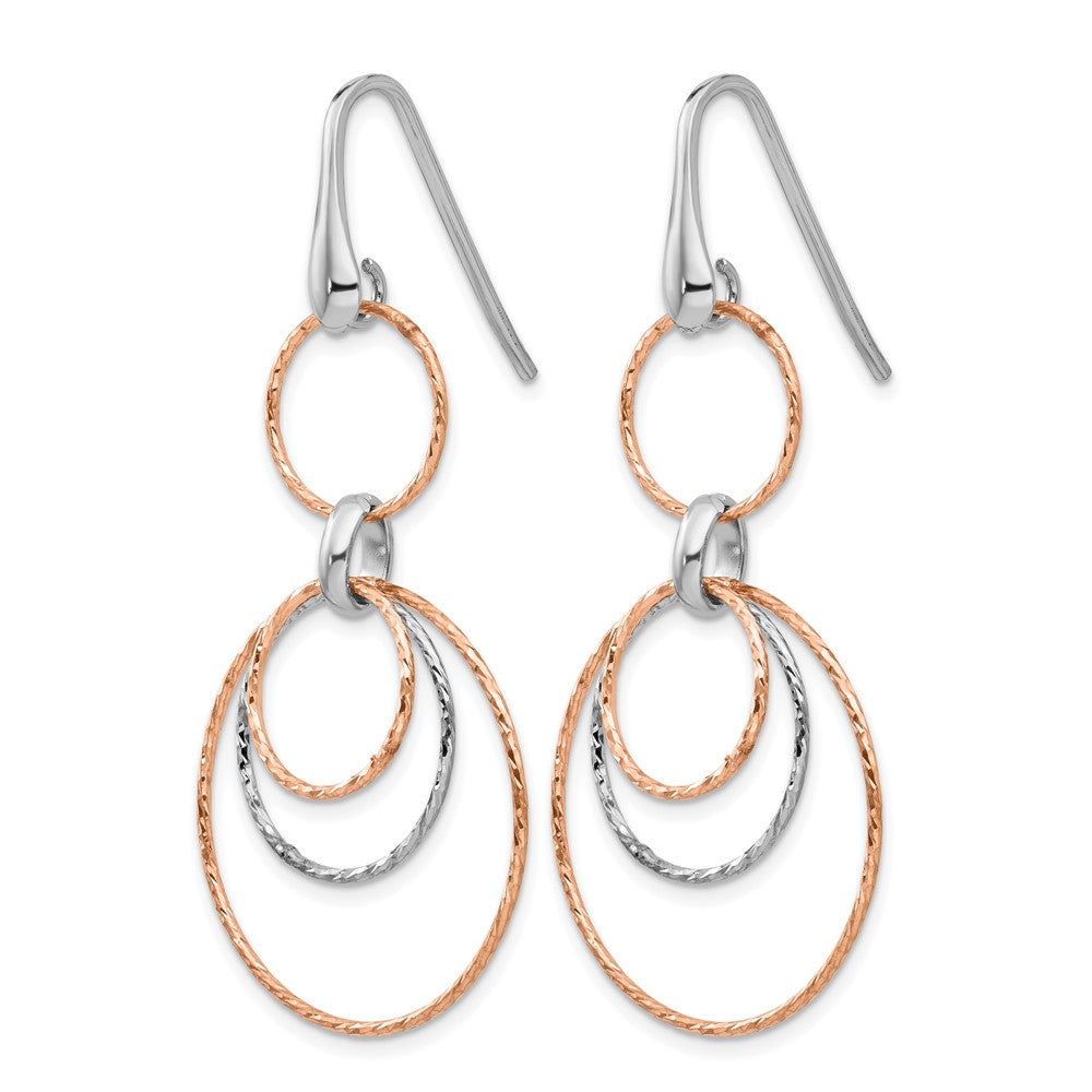 Ss/Rose Plated Sterling Silver Rose-Gold-Plated D/C Dangle Earrings