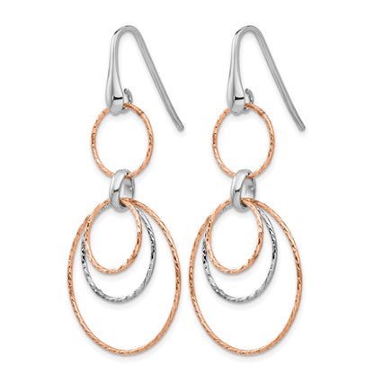 Ss/Rose Plated Sterling Silver Rose-Gold-Plated D/C Dangle Earrings