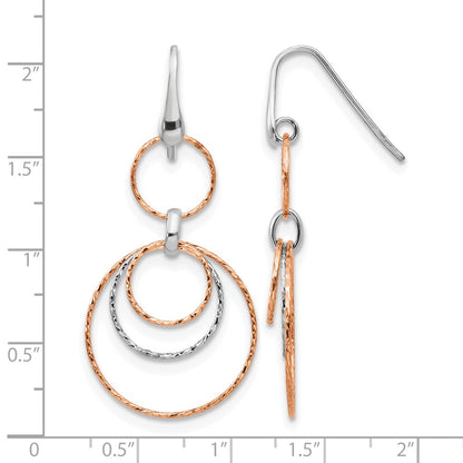 Ss/Rose Plated Sterling Silver Rose-Gold-Plated D/C Dangle Earrings