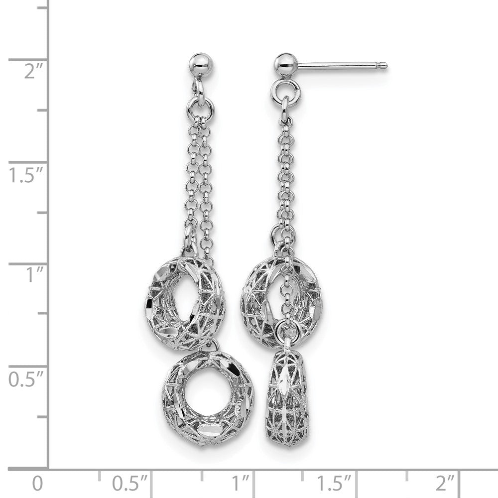 Sterling Silver Polished D/C Circle Dangle Earrings