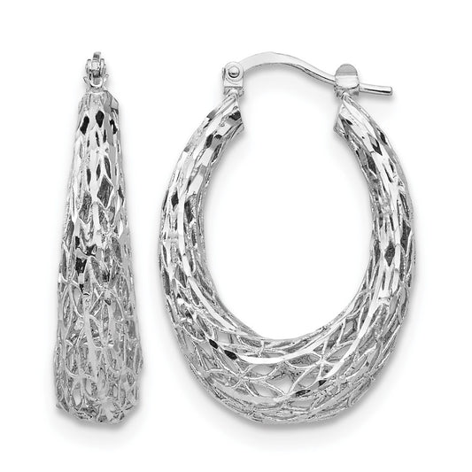 Sterling Silver Polished D/C Oval Hoop Earrings
