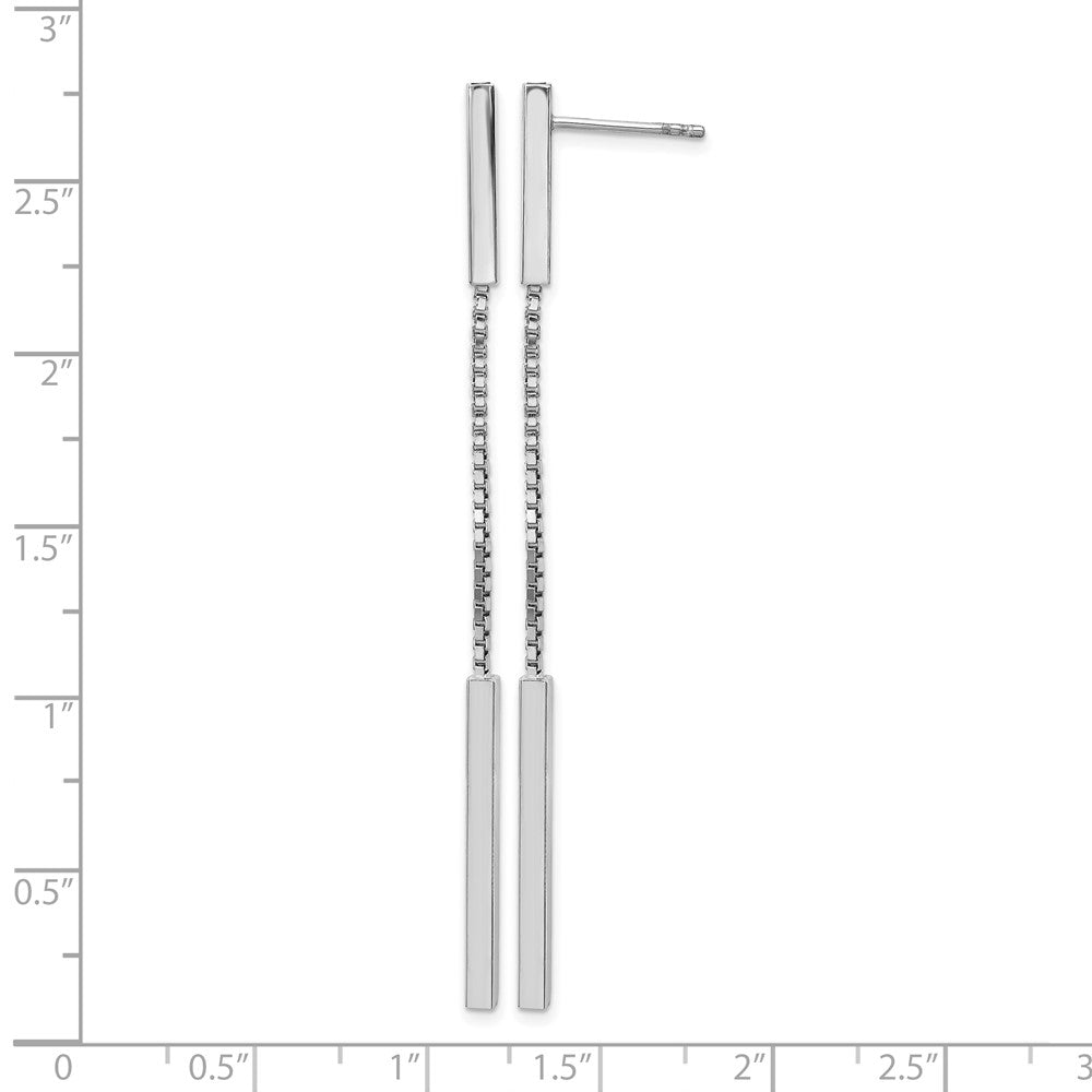 Sterling Silver Rhod Plat Polished Bar Post Dangle Earrings