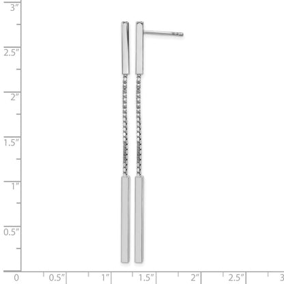Sterling Silver Rhod Plat Polished Bar Post Dangle Earrings
