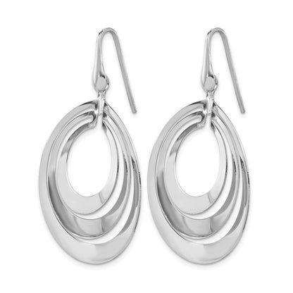 Sterling Silver Rhodium Plated Polished And Brushed Dangle Earring