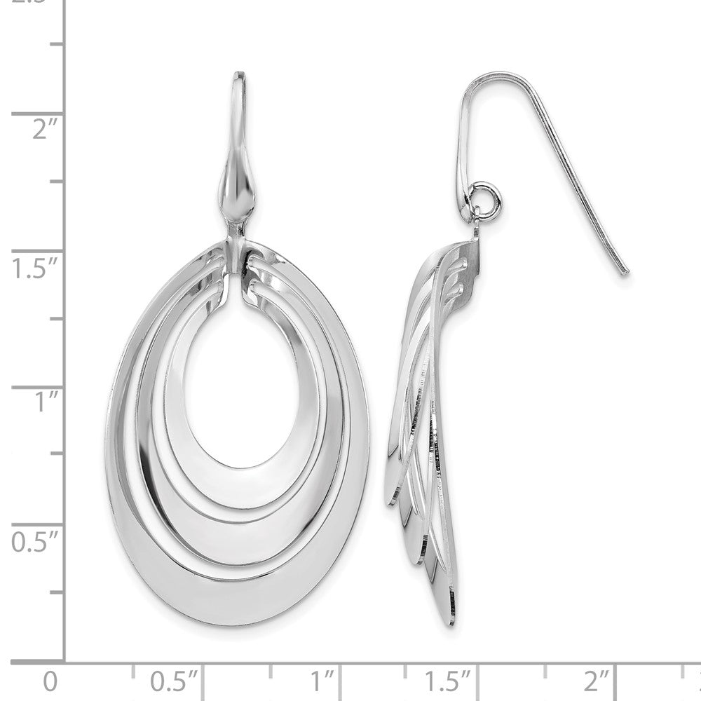 Sterling Silver Rhodium Plated Polished And Brushed Dangle Earring
