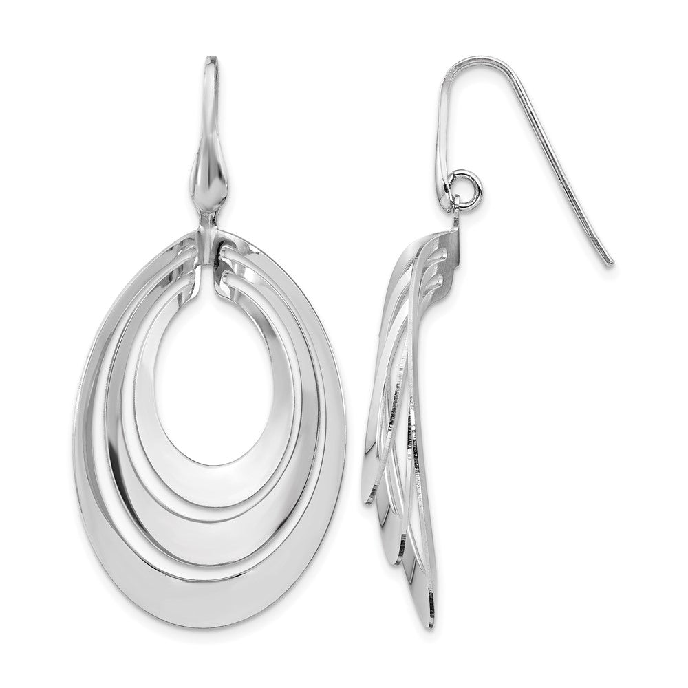Sterling Silver Rhodium Plated Polished And Brushed Dangle Earring