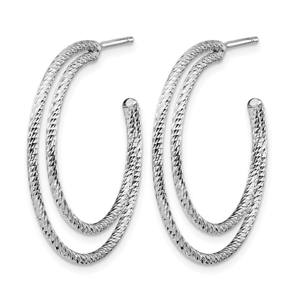Sterling Silver Rhodium Plated D/C Hoop Earrings