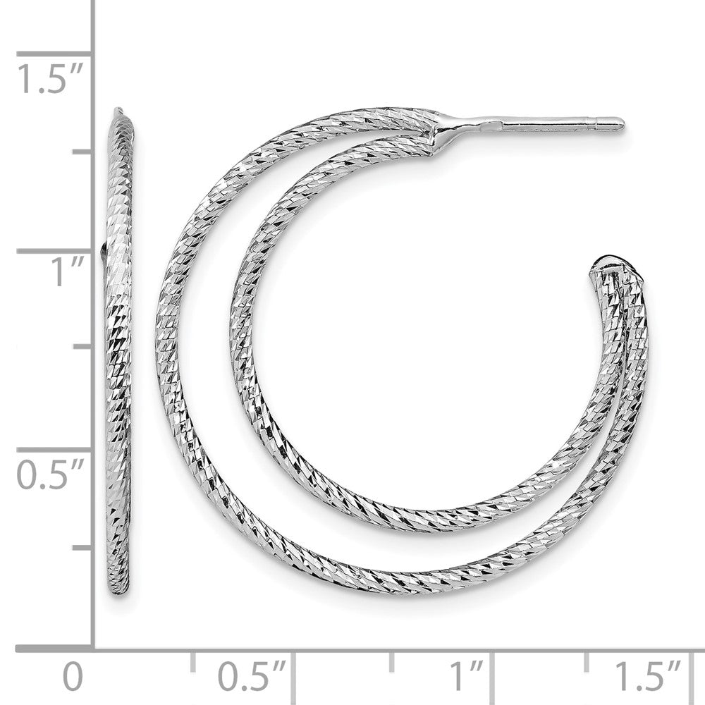 Sterling Silver Rhodium Plated D/C Hoop Earrings