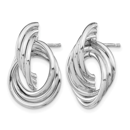 Sterling Silver Rh Plated Polished Post Earrings