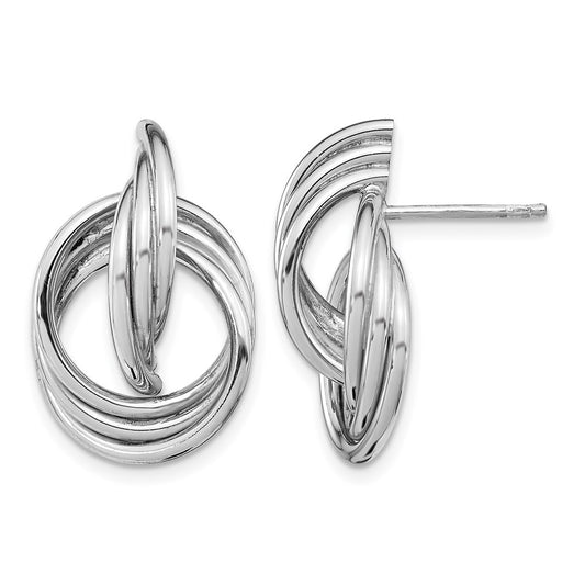 Sterling Silver Rh Plated Polished Post Earrings