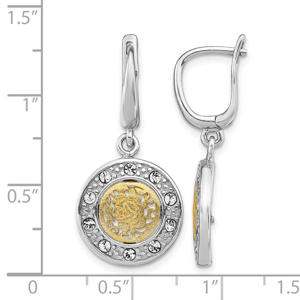 Sterling Silver Rhod Plated Gold Tone Crystal Earrings