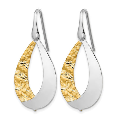 Gold Plated Sterling Silver Rhod D/C Dangle Earrings