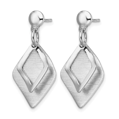 Sterling Silver Radiant Essence Rho Pla Brush Post Dangle Earrings