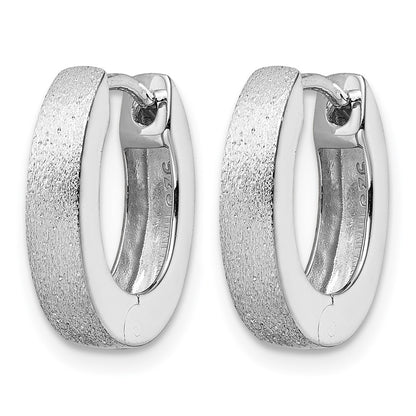 Sterling Silver Radiant Essence Ss Rhod Plated D/C Brushed Oval Hoop Earrings