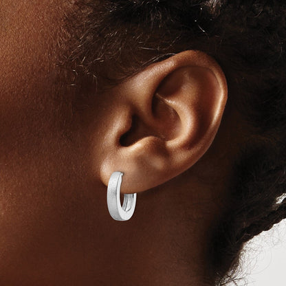 Sterling Silver Radiant Essence Ss Rhod Plated D/C Brushed Oval Hoop Earrings