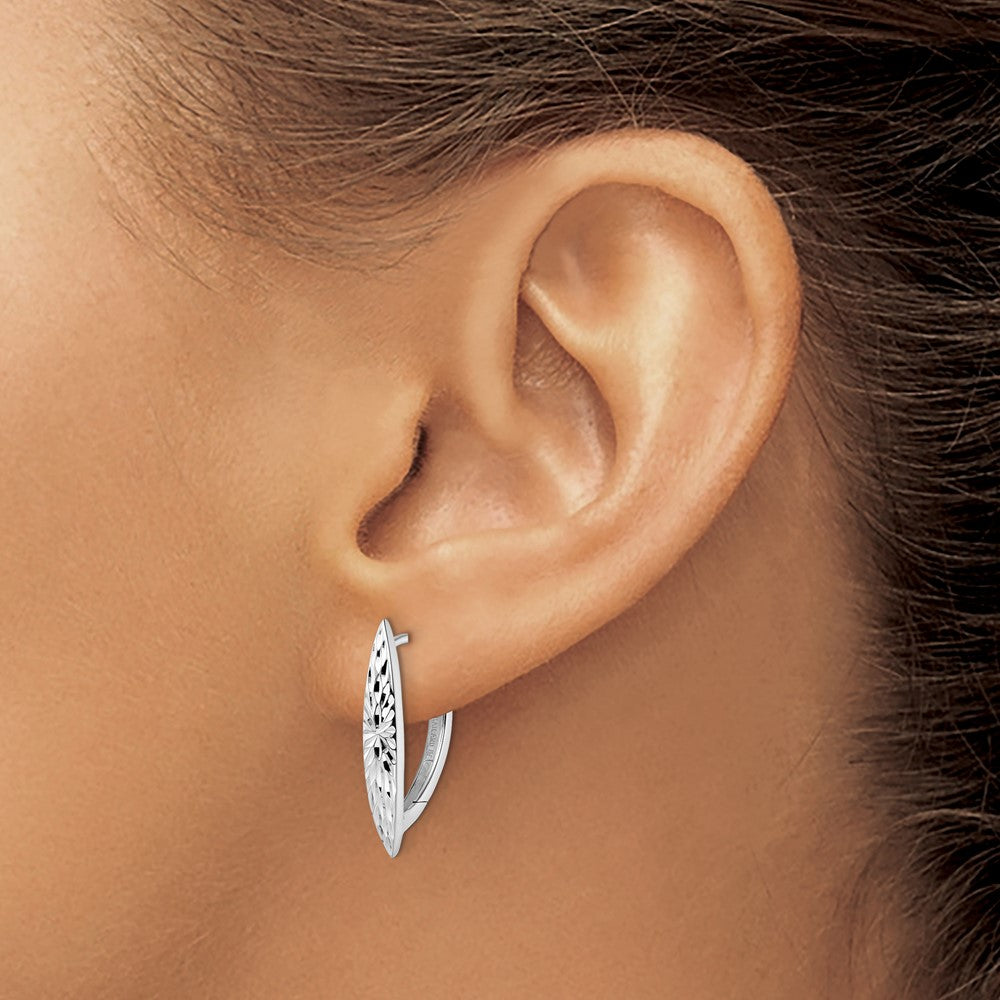 Sterling Silver Rhod Plated D/C Hoop Earrings