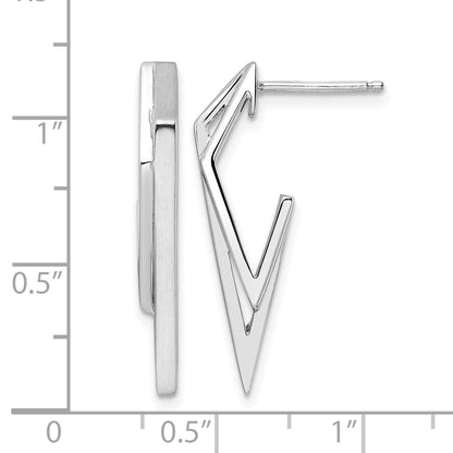 Sterling Silver Rhod Plated Polished And Brushed Dangle Earrings