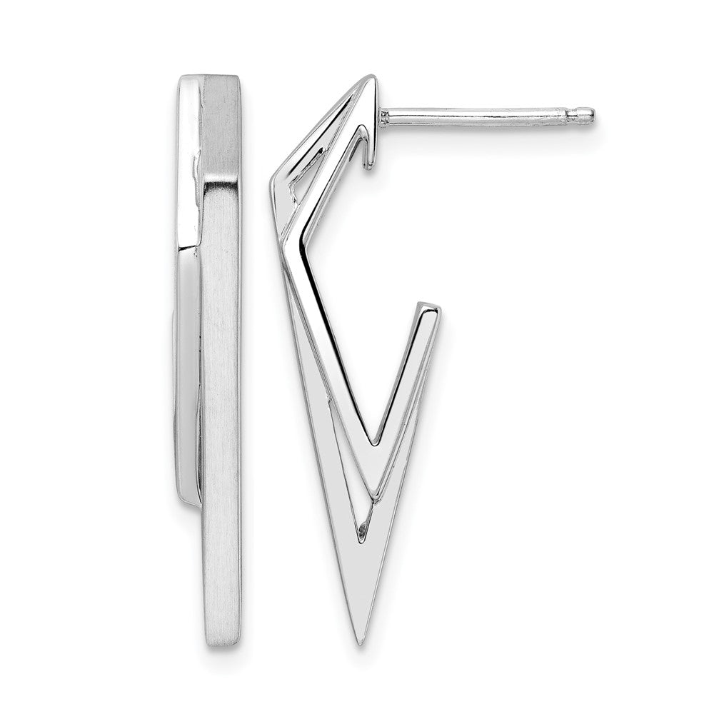 Sterling Silver Rhod Plated Polished And Brushed Dangle Earrings