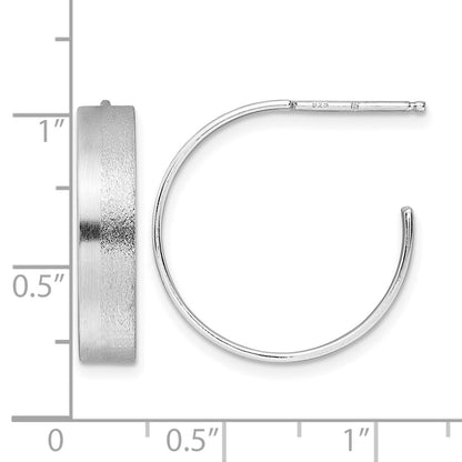 Sterling Silver Radiant Essence Ss Rhod Plated Brushed C Hoop Earrings
