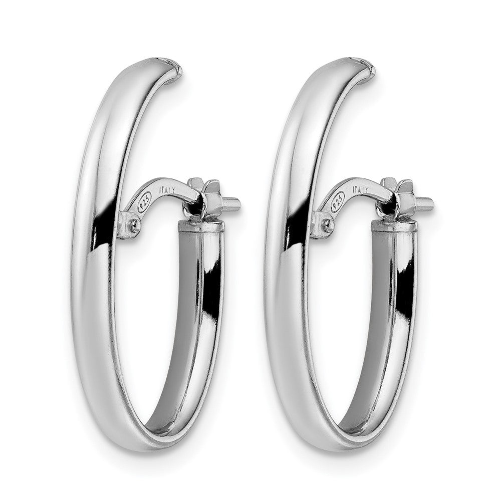 Sterling Silver Rhod Plated Polished J Hoop Earrings