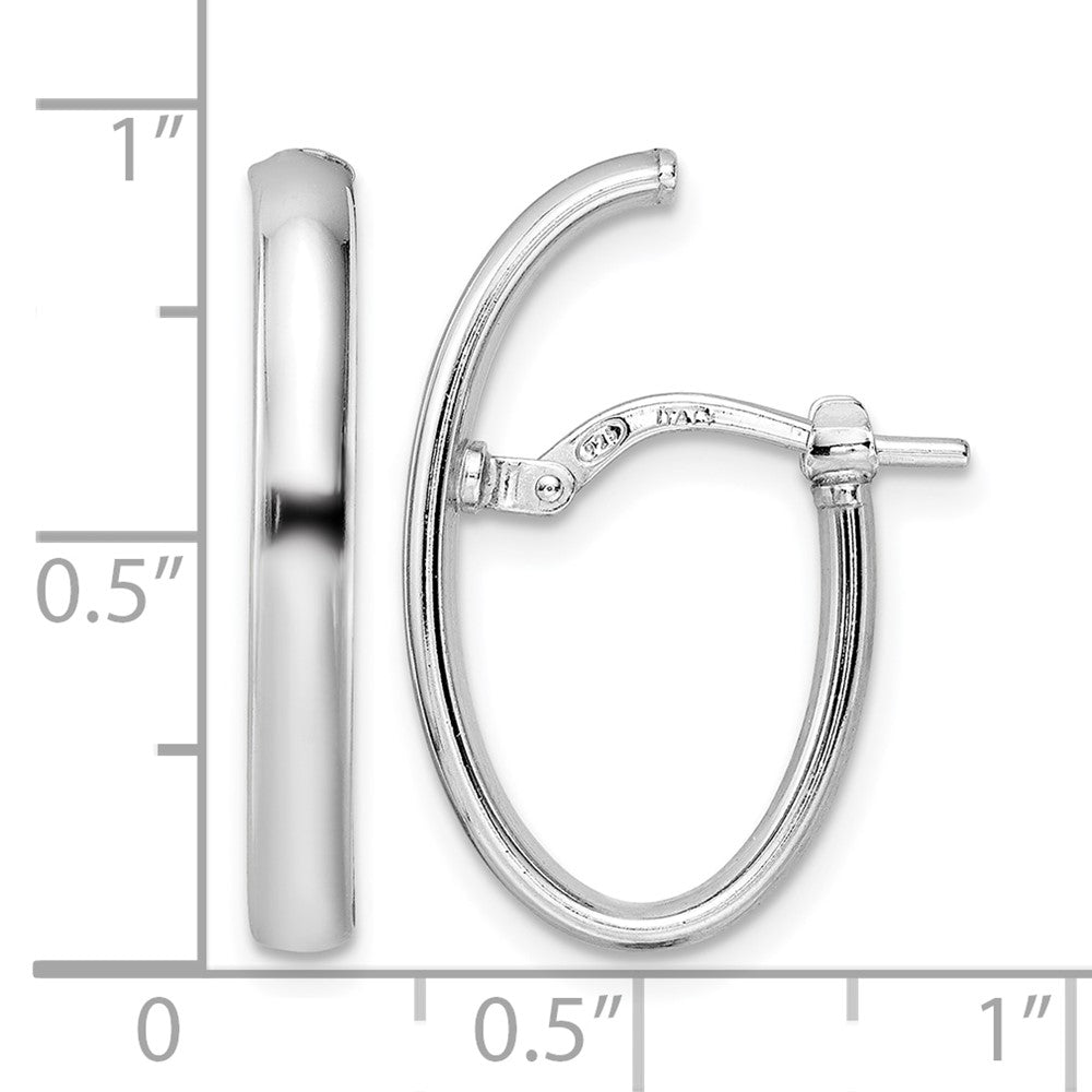 Sterling Silver Rhod Plated Polished J Hoop Earrings