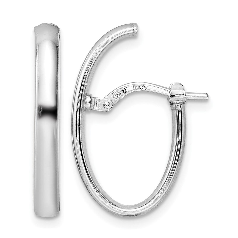 Sterling Silver Rhod Plated Polished J Hoop Earrings