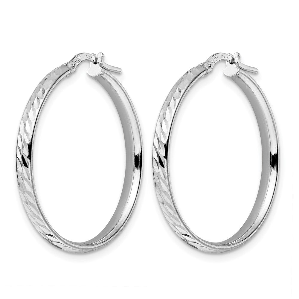 Sterling Silver Rhod Plated Polished D/C Hoop Earrings