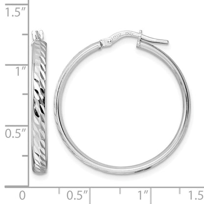 Sterling Silver Rhod Plated Polished D/C Hoop Earrings