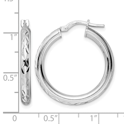 Sterling Silver Rhod Plated Polished D/C Hoop Earrings