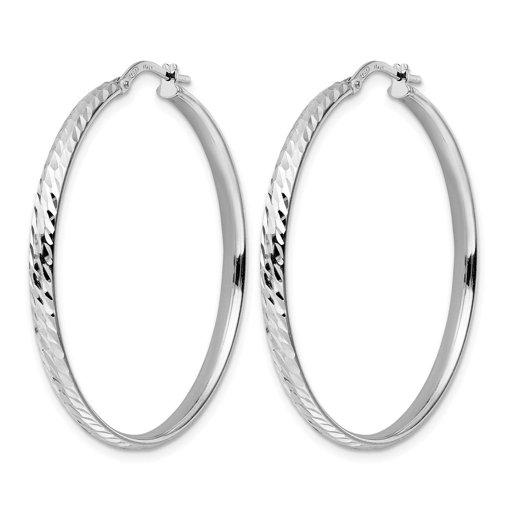 Sterling Silver Rhod Plated Polished D/C Hoop Earrings