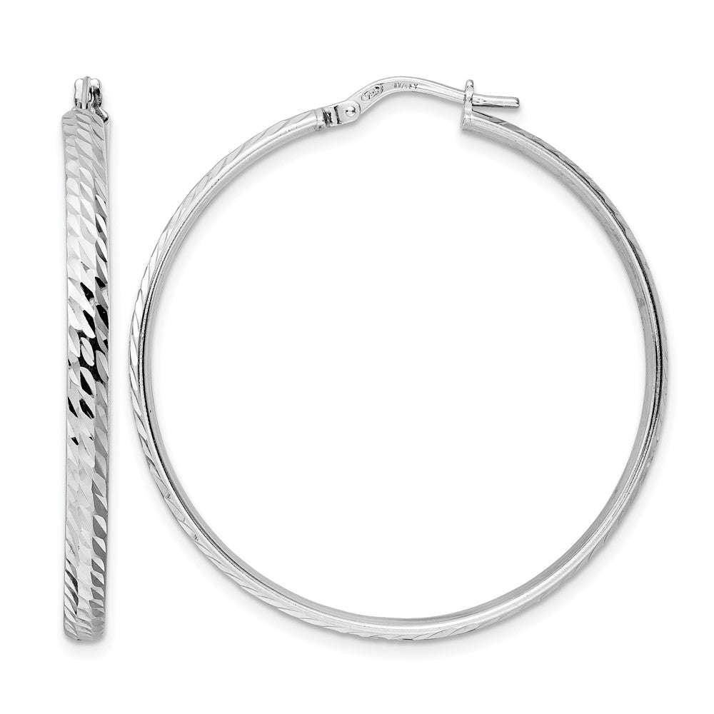 Sterling Silver Rhod Plated Polished D/C Hoop Earrings