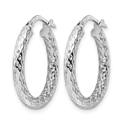 Sterling Silver Rhod Plated Polished D/C Hoop Earrings