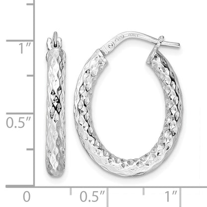 Sterling Silver Rhod Plated Polished D/C Hoop Earrings