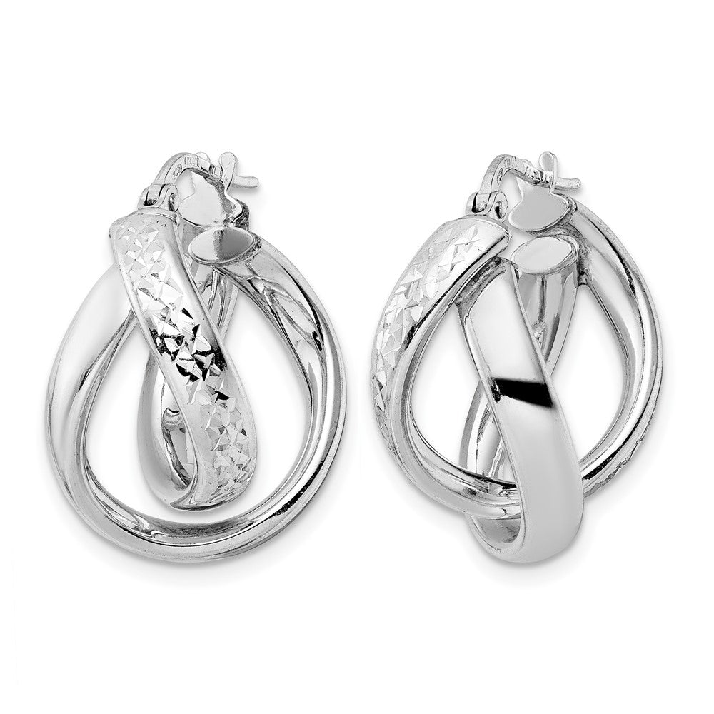 Sterling Silver Rhod Plated Polished D/C Hoop Earrings
