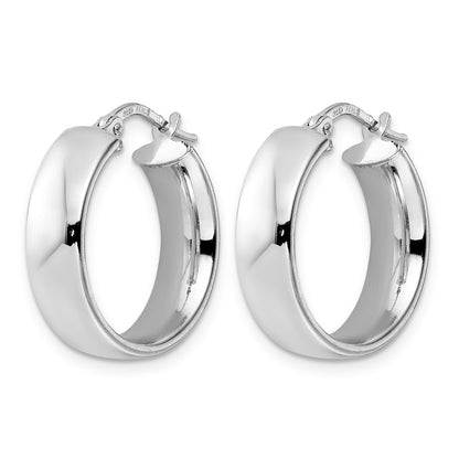Sterling Silver Rhod Plated Polished Hoop Earrings