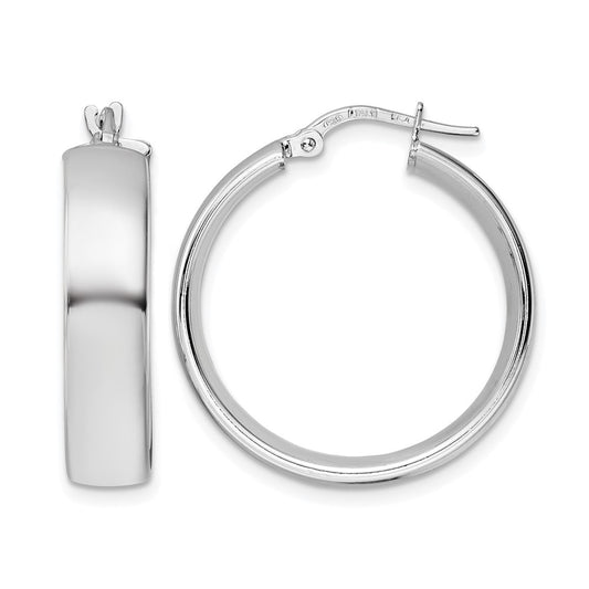 Sterling Silver Rhod Plated Polished Hoop Earrings