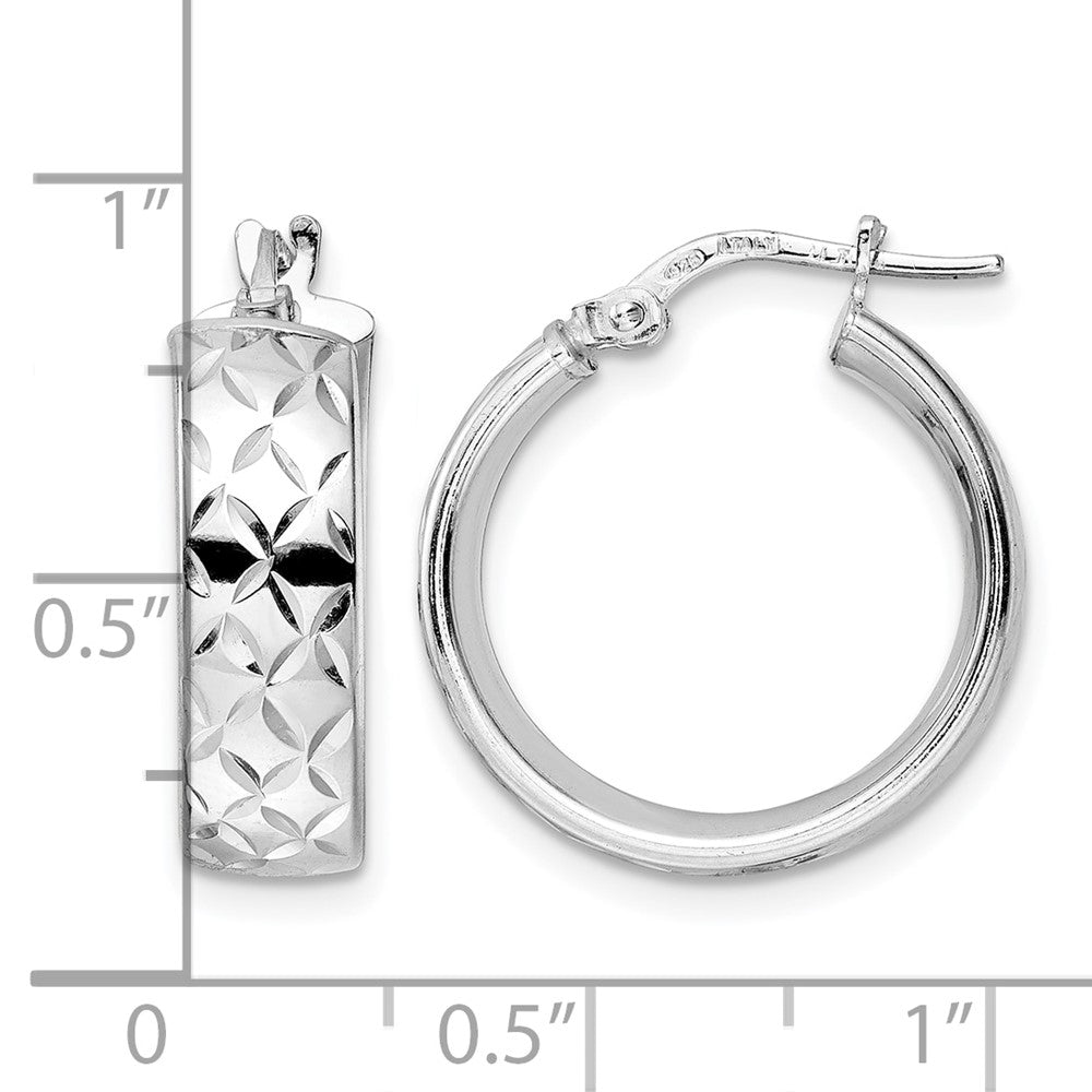 Sterling Silver Rhod Plated Polished D/C Hoop Earrings