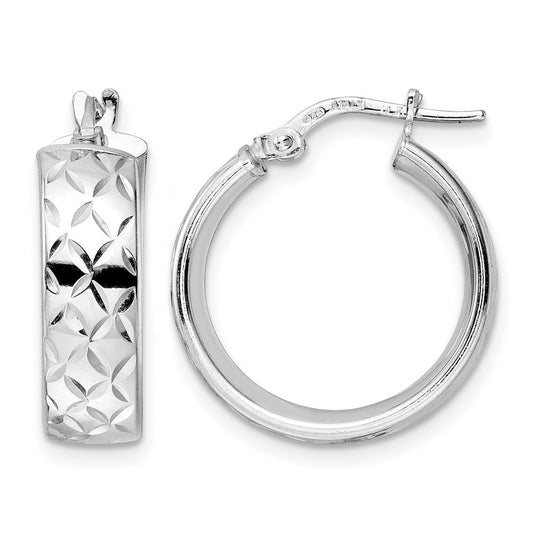 Sterling Silver Rhod Plated Polished D/C Hoop Earrings