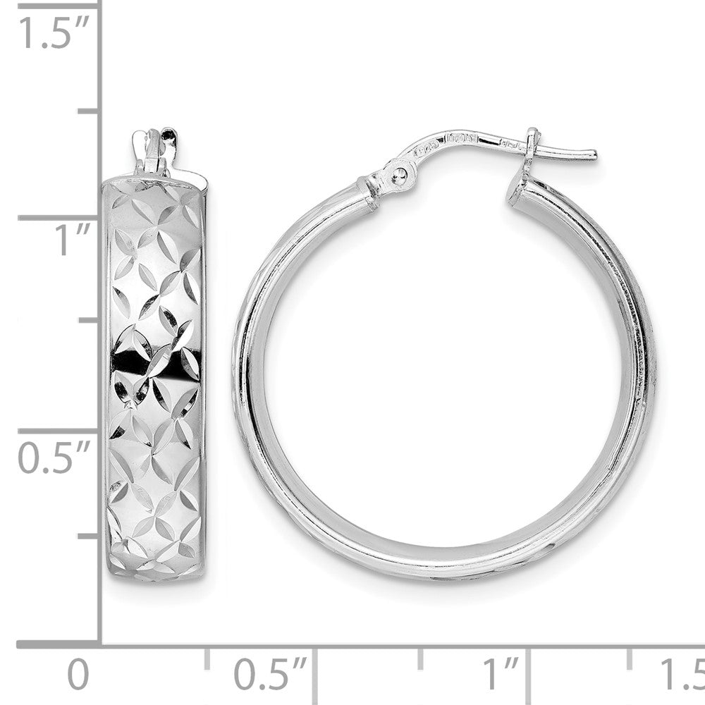 Sterling Silver Rhod Plated Polished D/C Hoop Earrings