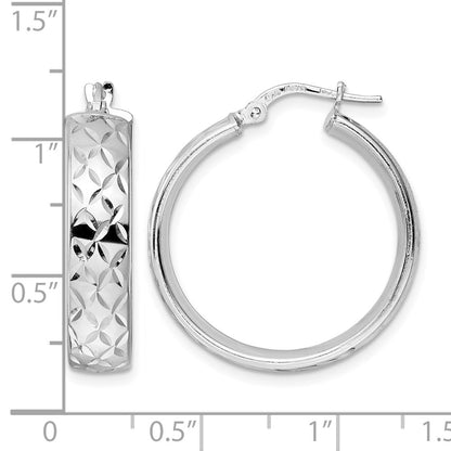 Sterling Silver Rhod Plated Polished D/C Hoop Earrings