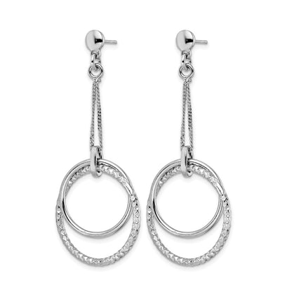 Sterling Silver Rhod Plated Polished D/C Post Dangle Earrings